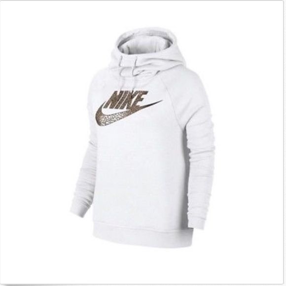 nike metallic club cowl pullover womens hooded neck long sleeve sweatshirt